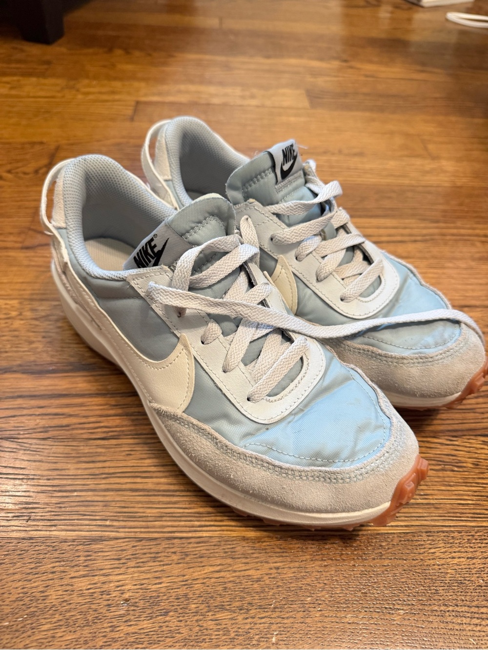 Nike Light Blue and White Retro Runner Sneakers